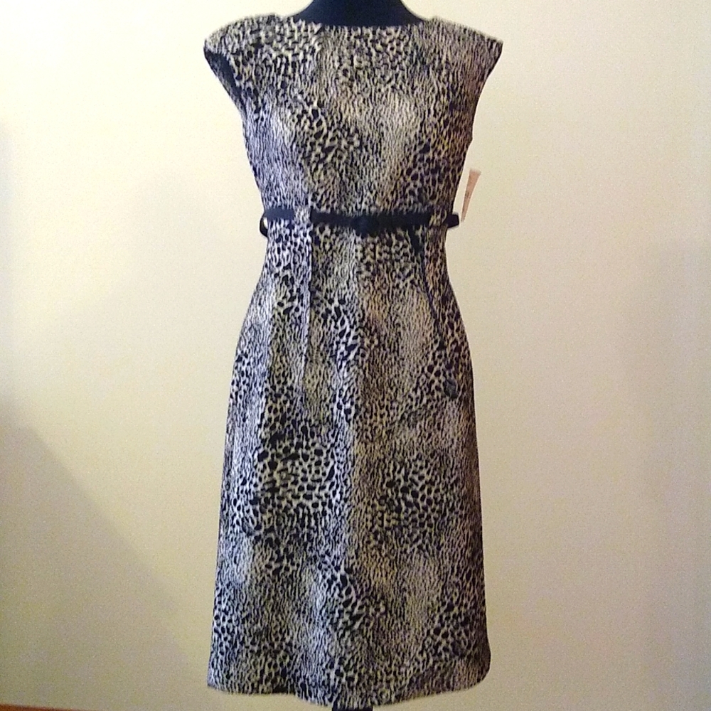 NWT Premise Ivory and Black leopard print dress